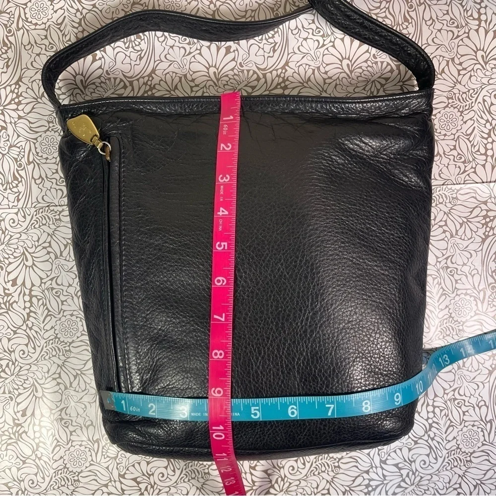 Vintage Libaire Black Leather Shoulder Bag Made in USA Pebbled Leather Purse